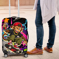 Skateboarding Monkey Luggage Cover Neon Graffiti Spray Paint Urban Streetwear Art
