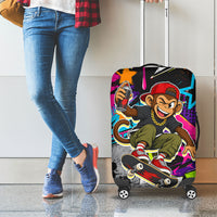 Skateboarding Monkey Luggage Cover Neon Graffiti Spray Paint Urban Streetwear Art