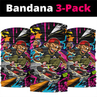 Skateboarding Monkey Neck Gaiter Neon Graffiti Spray Paint Urban Streetwear Art