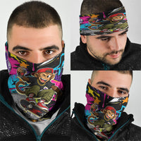 Skateboarding Monkey Neck Gaiter Neon Graffiti Spray Paint Urban Streetwear Art