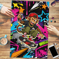 Skateboarding Monkey Puzzle Neon Graffiti Spray Paint Urban Streetwear Art