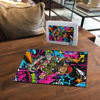 Skateboarding Monkey Puzzle Neon Graffiti Spray Paint Urban Streetwear Art