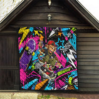 Skateboarding Monkey Quilt Neon Graffiti Spray Paint Urban Streetwear Art