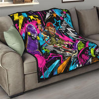 Skateboarding Monkey Quilt Neon Graffiti Spray Paint Urban Streetwear Art