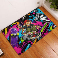 Skateboarding Monkey Rubber Doormat Neon Graffiti Spray Paint Urban Streetwear Art
