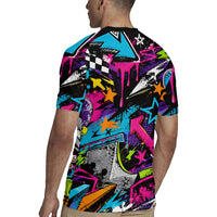 Skateboarding Monkey Rugby Jersey Neon Graffiti Spray Paint Urban Streetwear Art