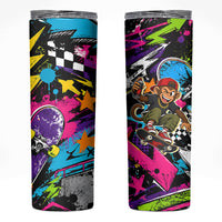 Skateboarding Monkey Skinny Tumbler Neon Graffiti Spray Paint Urban Streetwear Art