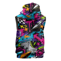 Skateboarding Monkey Sleeveless Hoodie Neon Graffiti Spray Paint Urban Streetwear Art