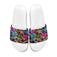 Skateboarding Monkey Slide Sandals Neon Graffiti Spray Paint Urban Streetwear Art