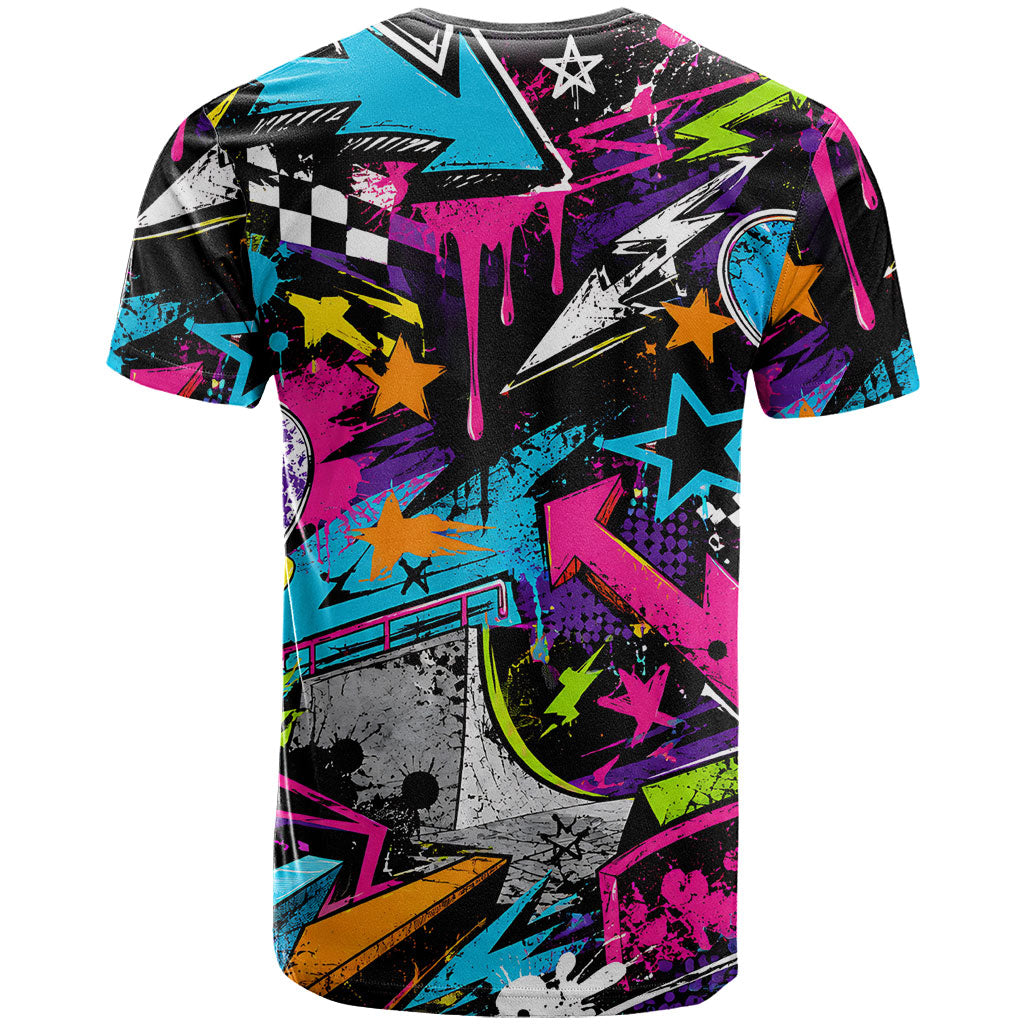 Skateboarding Monkey T Shirt Neon Graffiti Spray Paint Urban Streetwear Art