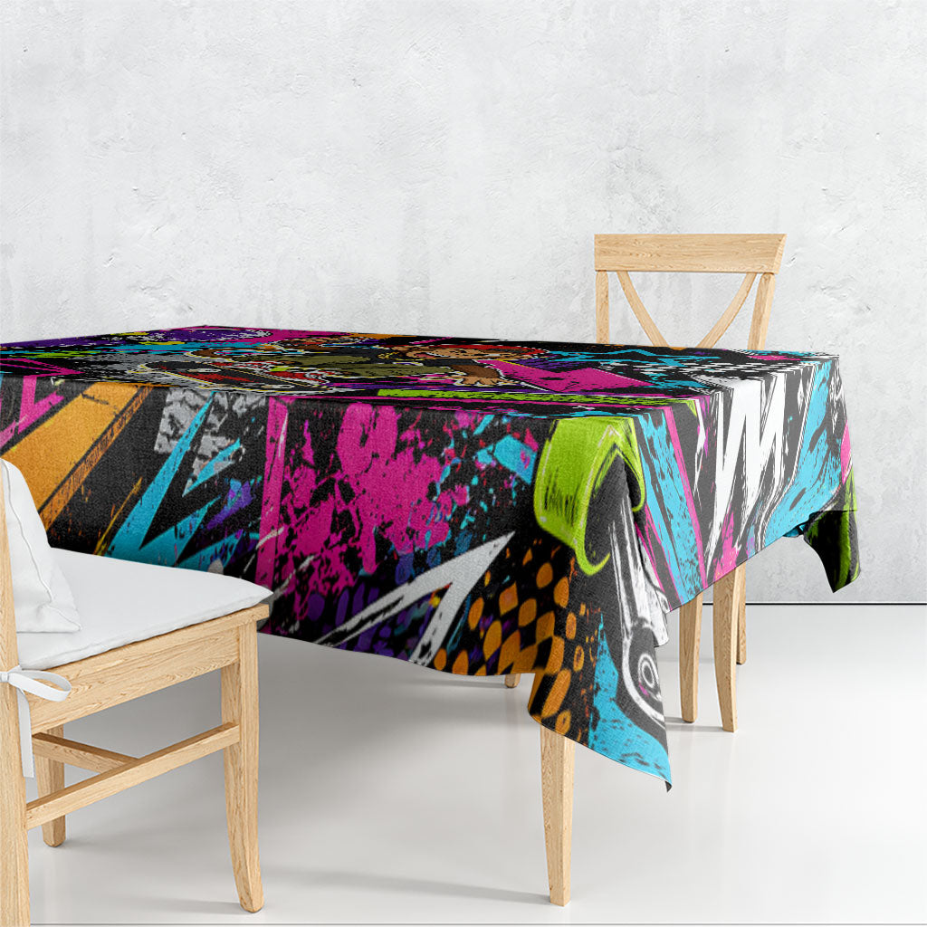 Skateboarding Monkey Tablecloth Neon Graffiti Spray Paint Urban Streetwear Art