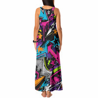 Skateboarding Monkey Tank Maxi Dress Neon Graffiti Spray Paint Urban Streetwear Art
