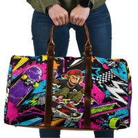 Skateboarding Monkey Travel Bag Neon Graffiti Spray Paint Urban Streetwear Art