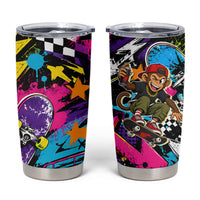 Skateboarding Monkey Tumbler Cup Neon Graffiti Spray Paint Urban Streetwear Art