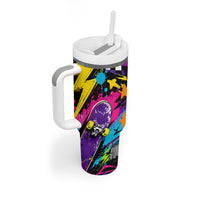 Skateboarding Monkey Tumbler With Handle Neon Graffiti Spray Paint Urban Streetwear Art