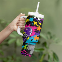 Skateboarding Monkey Tumbler With Handle Neon Graffiti Spray Paint Urban Streetwear Art