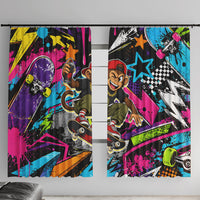 Skateboarding Monkey Window Curtain Neon Graffiti Spray Paint Urban Streetwear Art