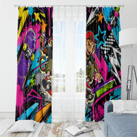 Skateboarding Monkey Window Curtain Neon Graffiti Spray Paint Urban Streetwear Art