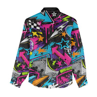 Skateboarding Monkey Women Casual Shirt Neon Graffiti Spray Paint Urban Streetwear Art