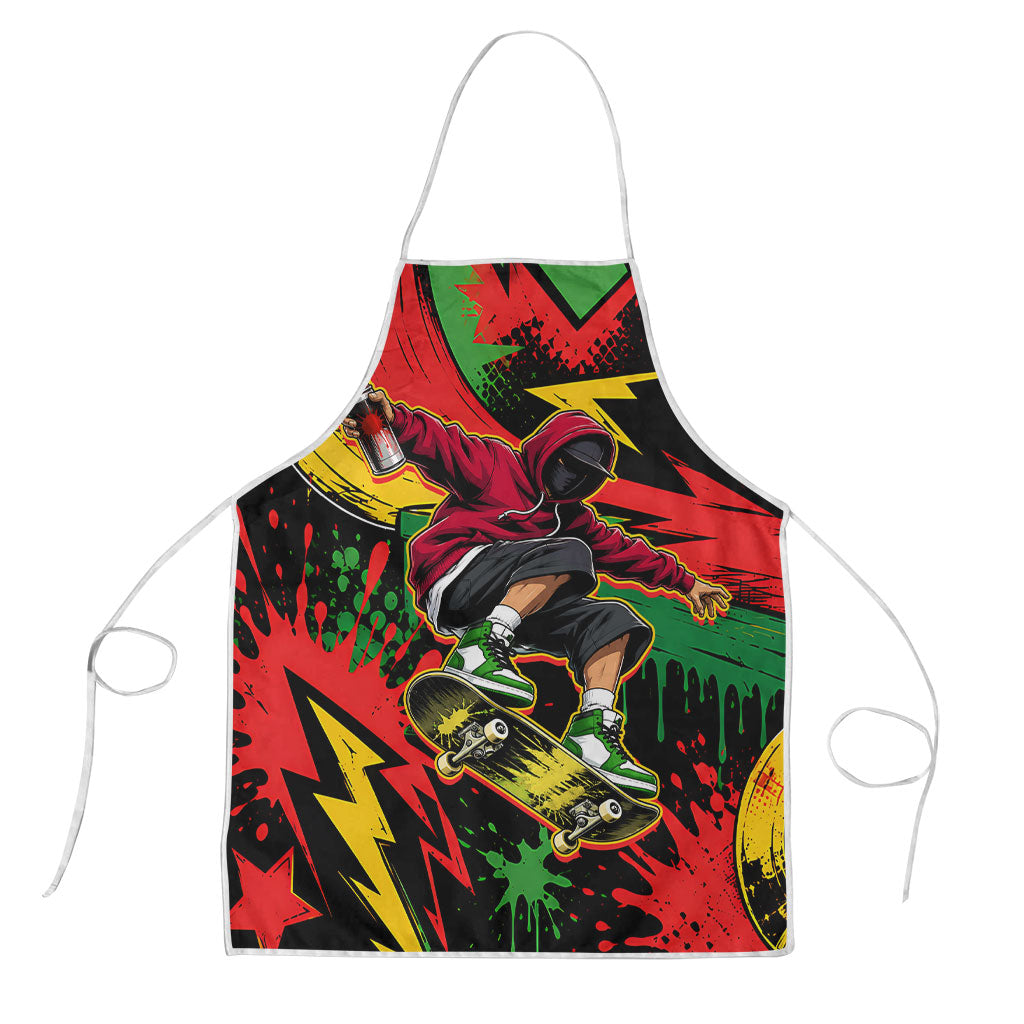 Skateboarder Spray Painter Apron Rasta Colors Graffiti Streetwear Pop Art Graphic