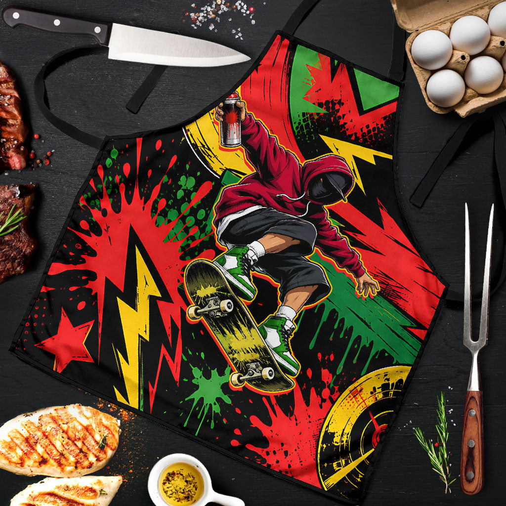 Skateboarder Spray Painter Apron Rasta Colors Graffiti Streetwear Pop Art Graphic