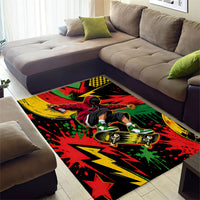 Skateboarder Spray Painter Area Rug Rasta Colors Graffiti Streetwear Pop Art Graphic