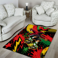 Skateboarder Spray Painter Area Rug Rasta Colors Graffiti Streetwear Pop Art Graphic