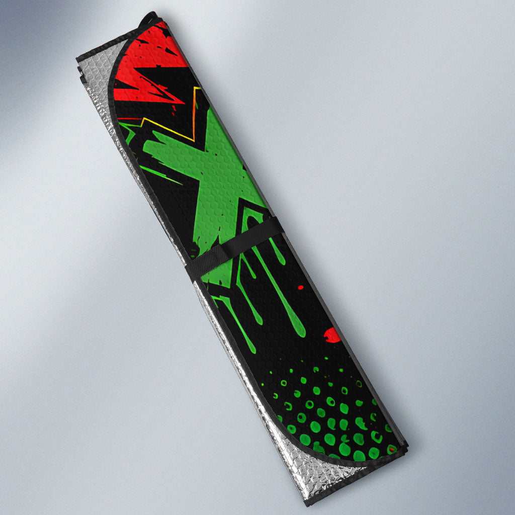 Skateboarder Spray Painter Auto Sun Shade Rasta Colors Graffiti Streetwear Pop Art Graphic