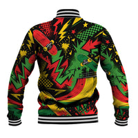Skateboarder Spray Painter Baseball Jacket Rasta Colors Graffiti Streetwear Pop Art Graphic