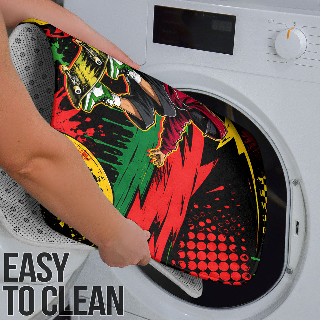 Skateboarder Spray Painter Bathroom Set Rasta Colors Graffiti Streetwear Pop Art Graphic
