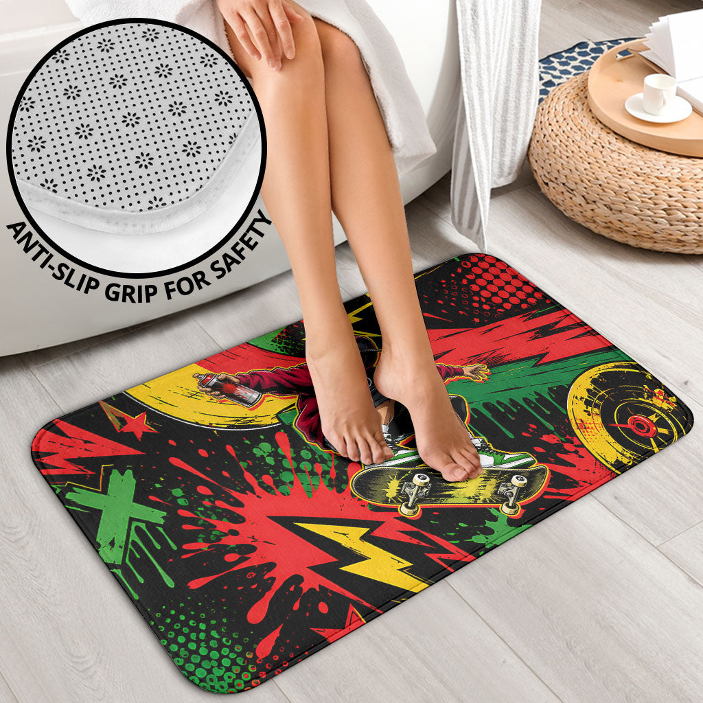 Skateboarder Spray Painter Bathroom Set Rasta Colors Graffiti Streetwear Pop Art Graphic