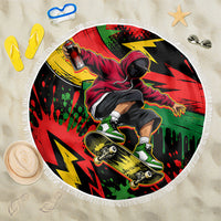 Skateboarder Spray Painter Beach Blanket Rasta Colors Graffiti Streetwear Pop Art Graphic