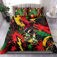 Skateboarder Spray Painter Bedding Set Rasta Colors Graffiti Streetwear Pop Art Graphic