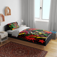 Skateboarder Spray Painter Bedding Set Rasta Colors Graffiti Streetwear Pop Art Graphic