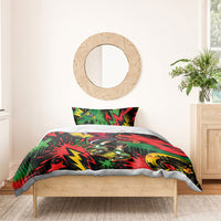 Skateboarder Spray Painter Bedding Set Rasta Colors Graffiti Streetwear Pop Art Graphic