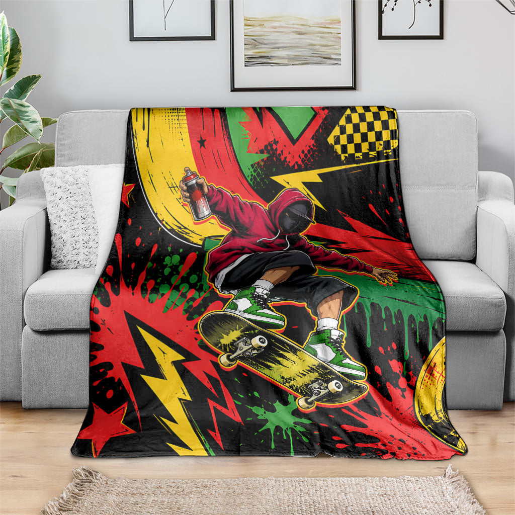 Skateboarder Spray Painter Blanket Rasta Colors Graffiti Streetwear Pop Art Graphic