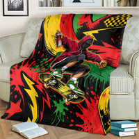 Skateboarder Spray Painter Blanket Rasta Colors Graffiti Streetwear Pop Art Graphic