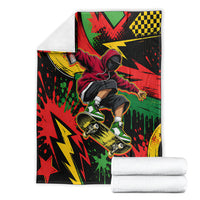 Skateboarder Spray Painter Blanket Rasta Colors Graffiti Streetwear Pop Art Graphic