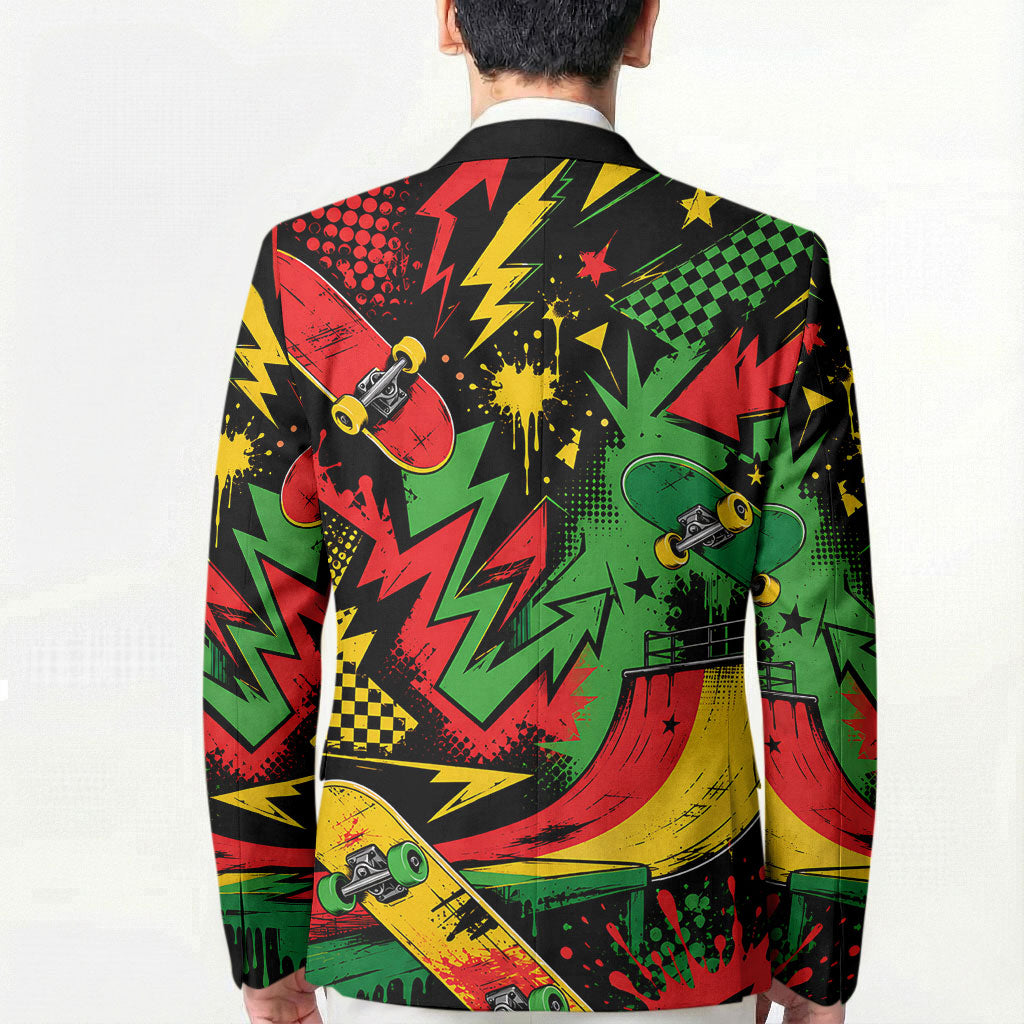 Skateboarder Spray Painter Blazer Rasta Colors Graffiti Streetwear Pop Art Graphic