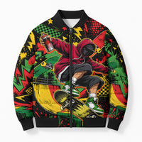 Skateboarder Spray Painter Bomber Puffer Jacket Rasta Colors Graffiti Streetwear Pop Art Graphic