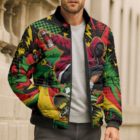 Skateboarder Spray Painter Bomber Puffer Jacket Rasta Colors Graffiti Streetwear Pop Art Graphic