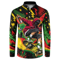 Skateboarder Spray Painter Button Sweatshirt Rasta Colors Graffiti Streetwear Pop Art Graphic