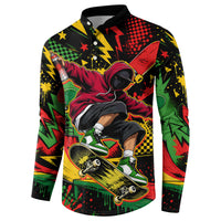 Skateboarder Spray Painter Button Sweatshirt Rasta Colors Graffiti Streetwear Pop Art Graphic