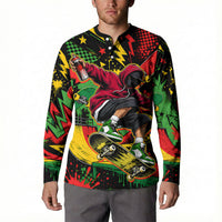 Skateboarder Spray Painter Button Sweatshirt Rasta Colors Graffiti Streetwear Pop Art Graphic