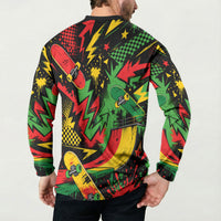 Skateboarder Spray Painter Button Sweatshirt Rasta Colors Graffiti Streetwear Pop Art Graphic