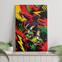 Skateboarder Spray Painter Canvas Wall Art Rasta Colors Graffiti Streetwear Pop Art Graphic