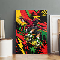 Skateboarder Spray Painter Canvas Wall Art Rasta Colors Graffiti Streetwear Pop Art Graphic