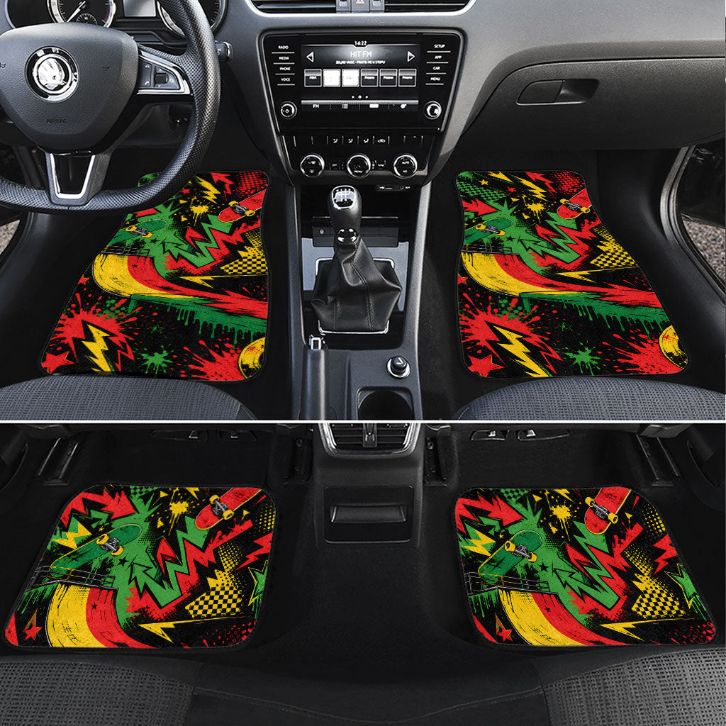 Skateboarder Spray Painter Car Mats Rasta Colors Graffiti Streetwear Pop Art Graphic