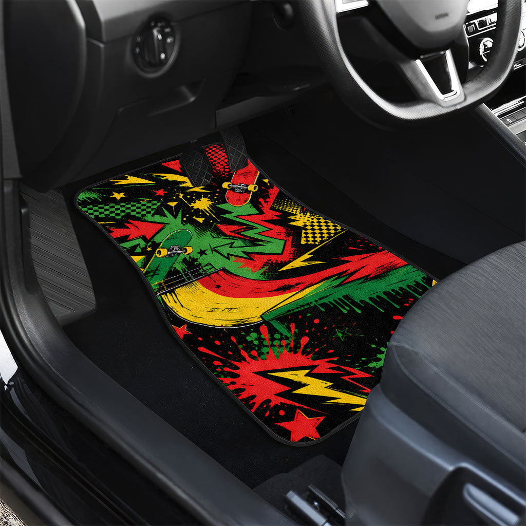 Skateboarder Spray Painter Car Mats Rasta Colors Graffiti Streetwear Pop Art Graphic