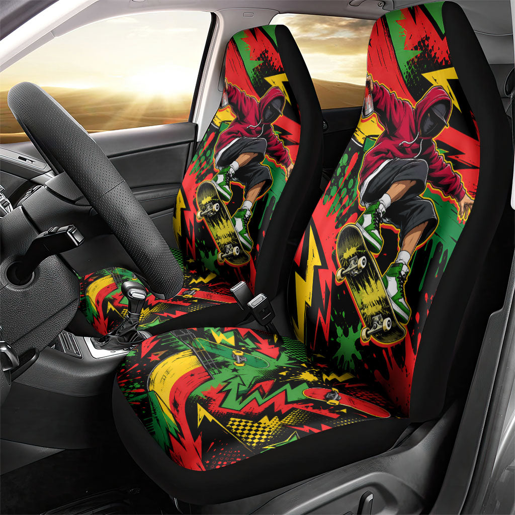 Skateboarder Spray Painter Car Seat Cover Rasta Colors Graffiti Streetwear Pop Art Graphic